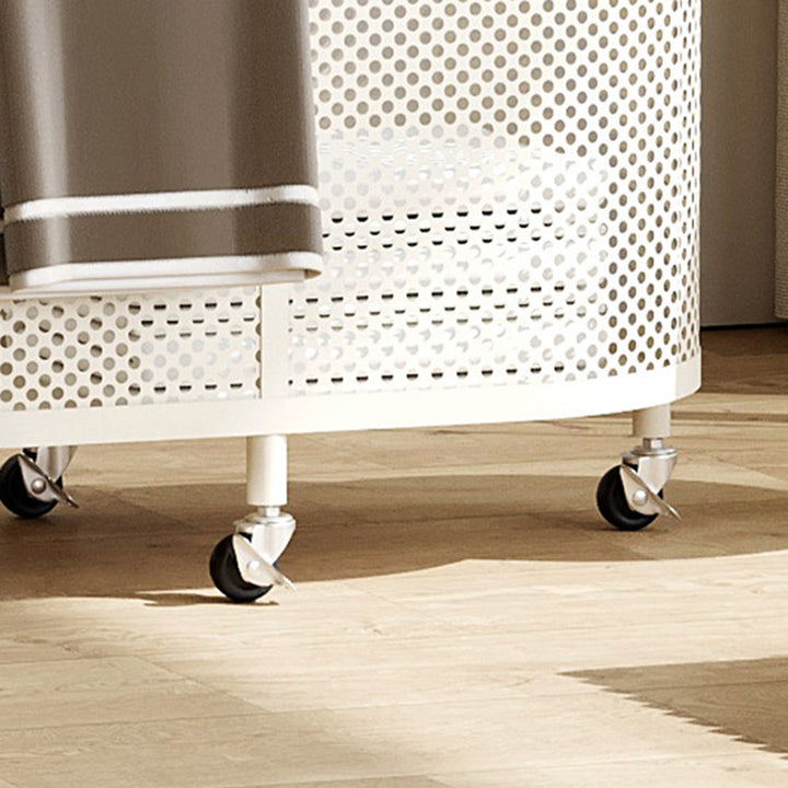 Modern Minimalist Iron Space-Saving Round Metal Rolling Wheels Extended-Heigh Storage Cabinet For Living Room