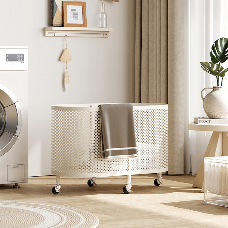 Modern Minimalist Iron Space-Saving Round Metal Rolling Wheels Extended-Heigh Storage Cabinet For Living Room