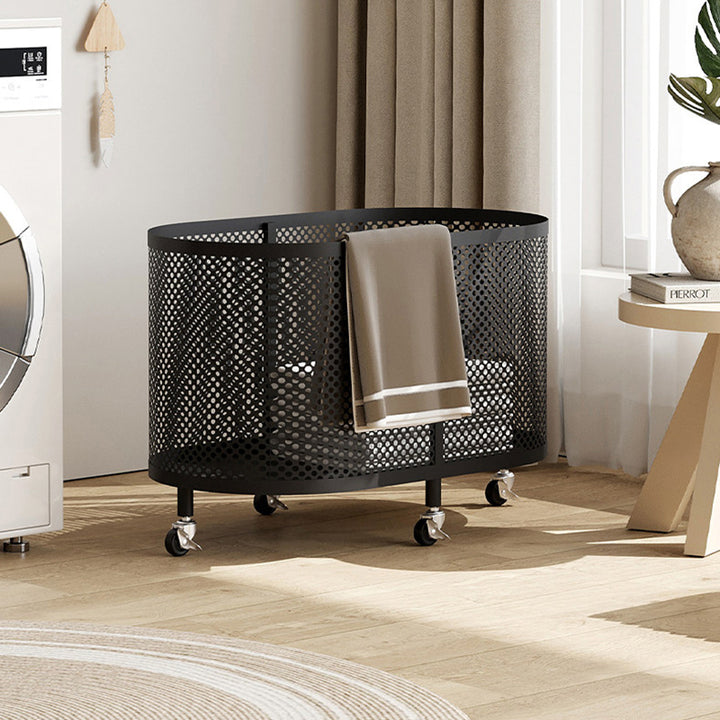 Modern Minimalist Iron Space-Saving Round Metal Rolling Wheels Extended-Heigh Storage Cabinet For Living Room