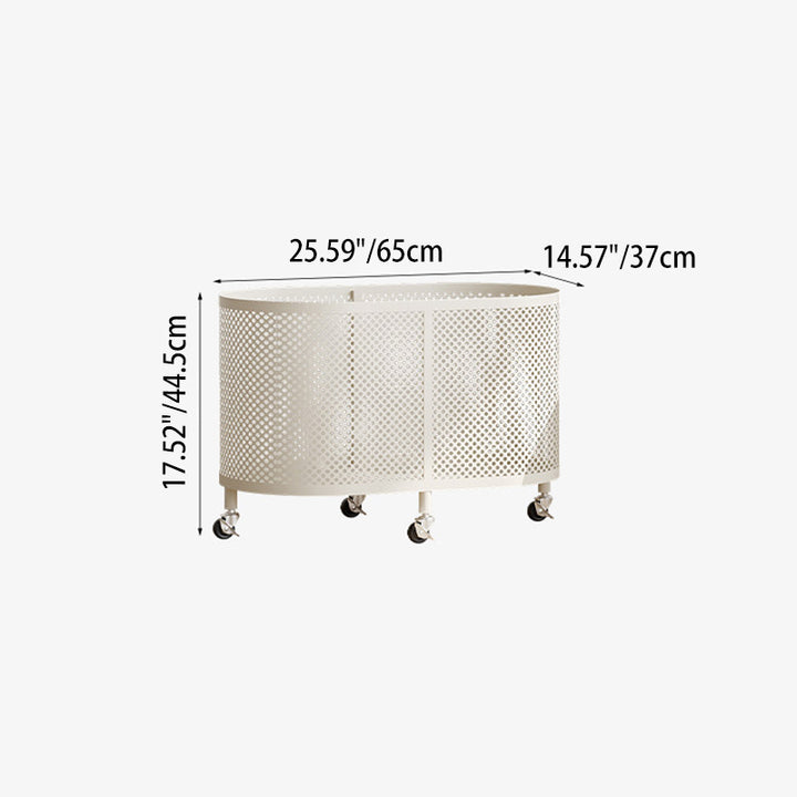 Modern Minimalist Iron Space-Saving Round Metal Rolling Wheels Extended-Heigh Storage Cabinet For Living Room