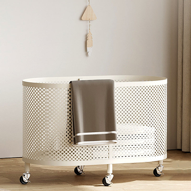 Modern Minimalist Iron Space-Saving Round Metal Rolling Wheels Extended-Heigh Storage Cabinet For Living Room