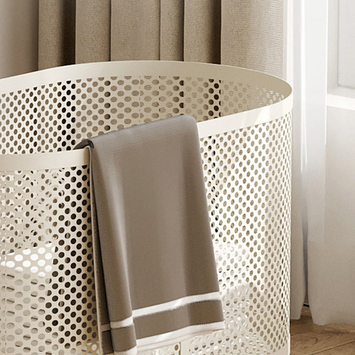 Modern Minimalist Iron Space-Saving Round Metal Rolling Wheels Extended-Heigh Storage Cabinet For Living Room