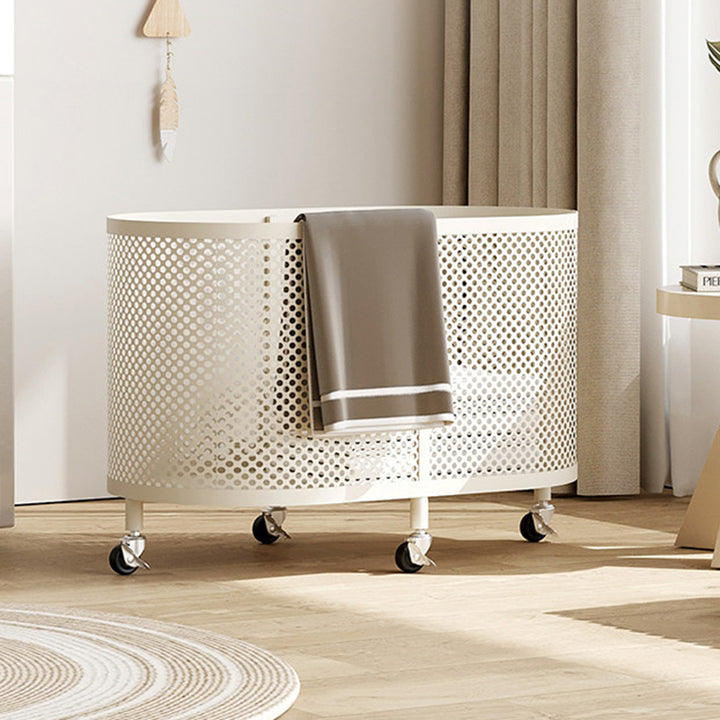 Modern Minimalist Iron Space-Saving Round Metal Rolling Wheels Extended-Heigh Storage Cabinet For Living Room