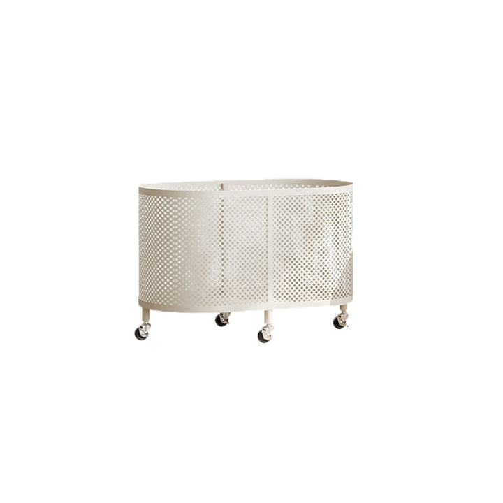 Modern Minimalist Iron Space-Saving Round Metal Rolling Wheels Extended-Heigh Storage Cabinet For Living Room