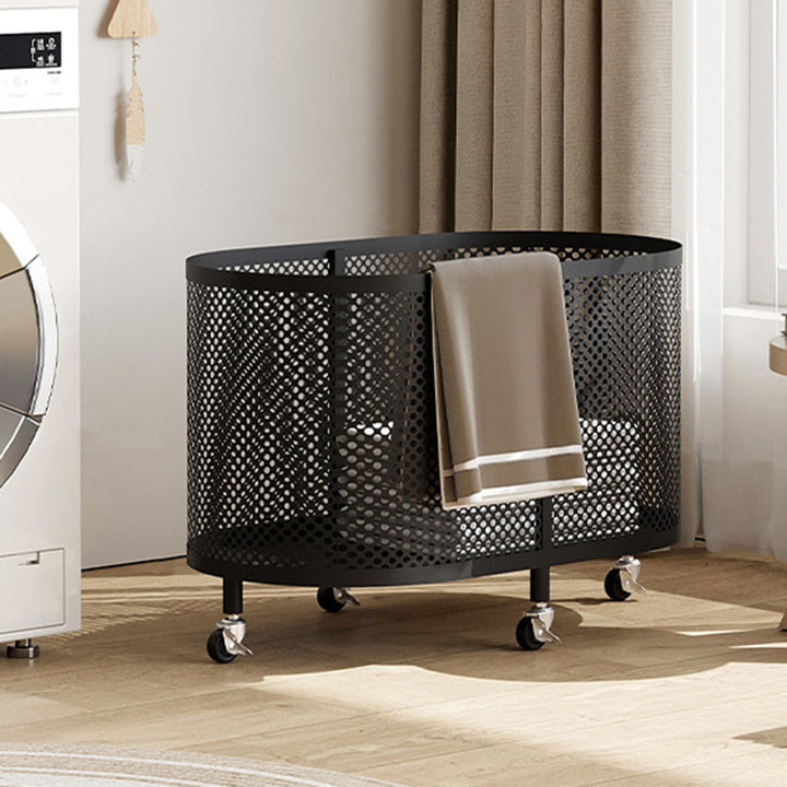 Modern Minimalist Iron Space-Saving Round Metal Rolling Wheels Extended-Heigh Storage Cabinet For Living Room