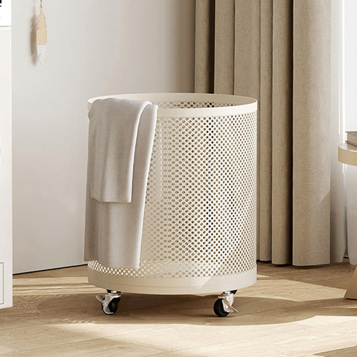Modern Minimalist Iron Space-Saving Round Metal Rolling Wheels Extended-Heigh Storage Cabinet For Living Room