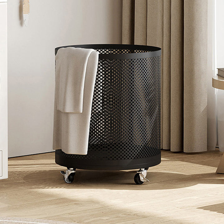 Modern Minimalist Iron Space-Saving Round Metal Rolling Wheels Extended-Heigh Storage Cabinet For Living Room