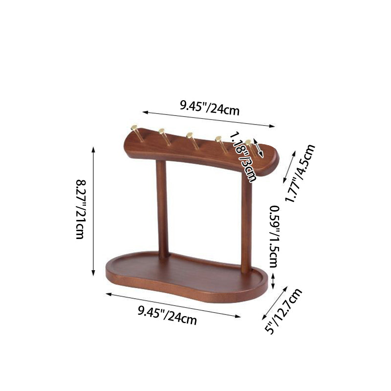 Modern Minimalist Rubberwood Iron Space-Saving Metal Hooks Storage Shelf 1-Tier For Entryway