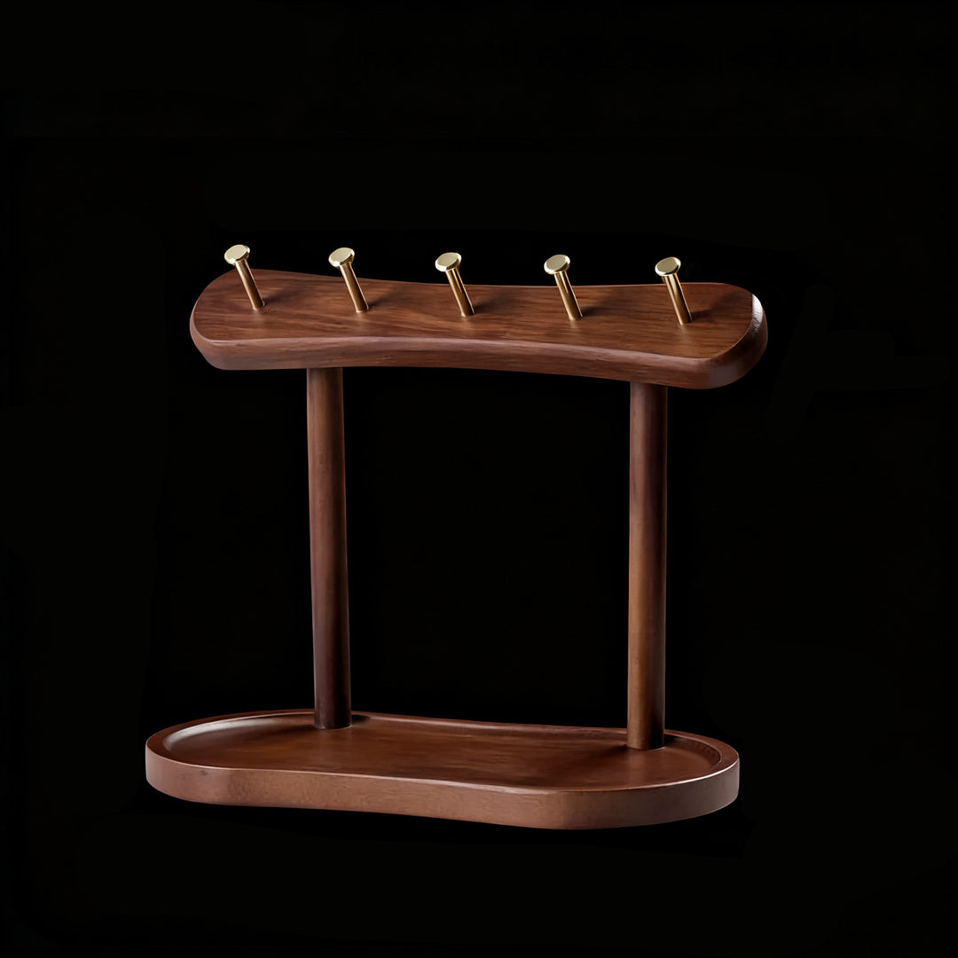 Modern Minimalist Rubberwood Iron Space-Saving Metal Hooks Storage Shelf 1-Tier For Entryway
