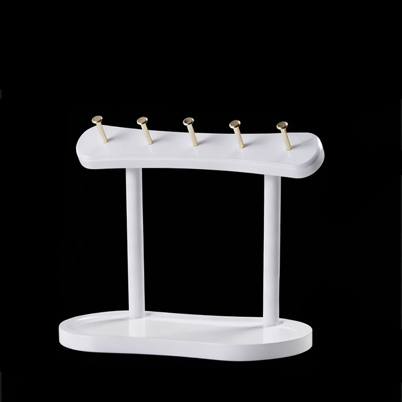 Modern Minimalist Rubberwood Iron Space-Saving Metal Hooks Storage Shelf 1-Tier For Entryway