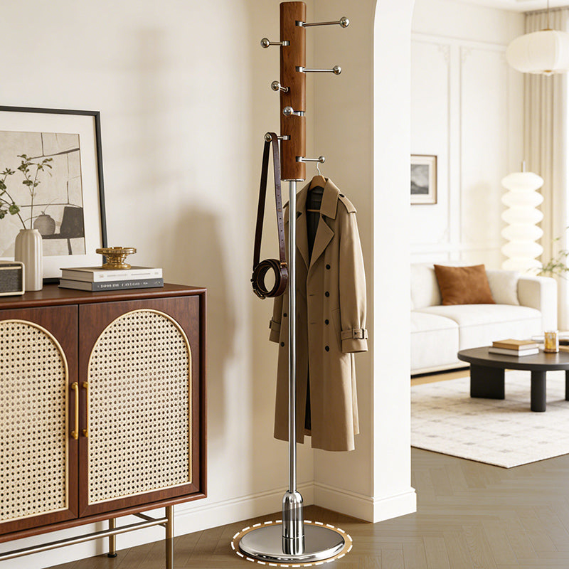 Contemporary Retro Rubberwood Stainless Steel Space-Saving Dandelion-Shaped Hall Tree For Bedroom