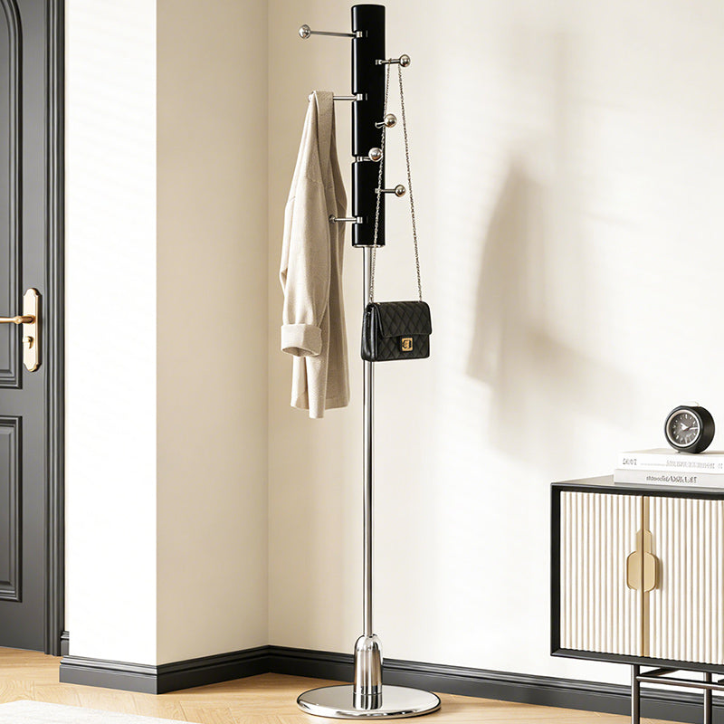 Contemporary Retro Rubberwood Stainless Steel Space-Saving Dandelion-Shaped Hall Tree For Bedroom