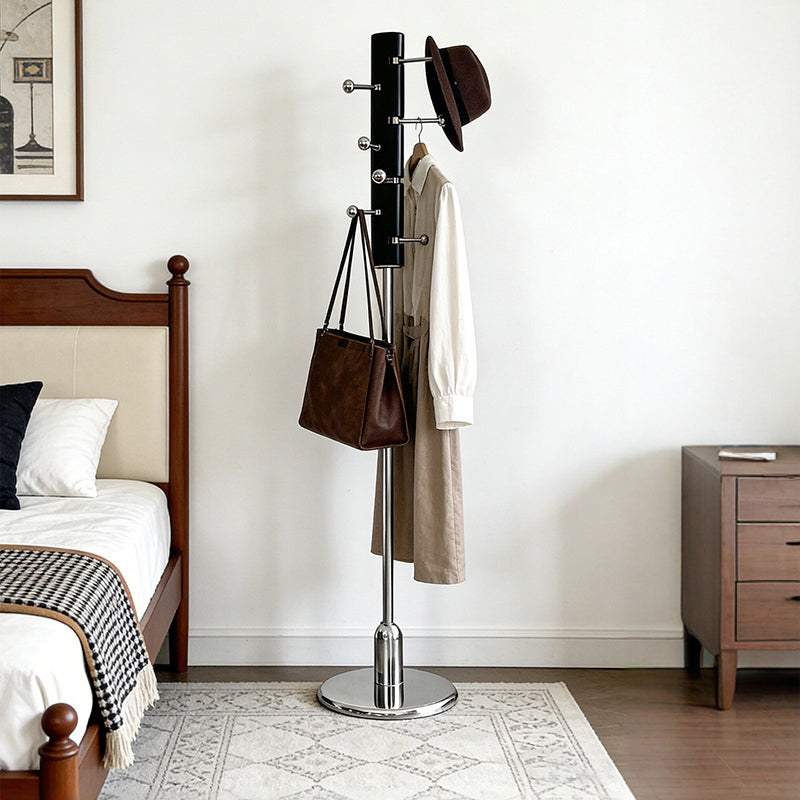 Contemporary Retro Rubberwood Stainless Steel Space-Saving Dandelion-Shaped Hall Tree For Bedroom