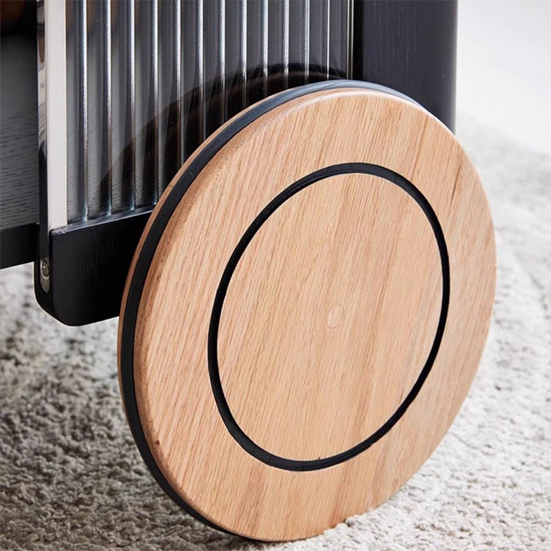 Contemporary Retro Rubberwood Stainless Steel Glass Movable Space-Saving Compact Rolling End Table 2/3 Tiers For Living Room