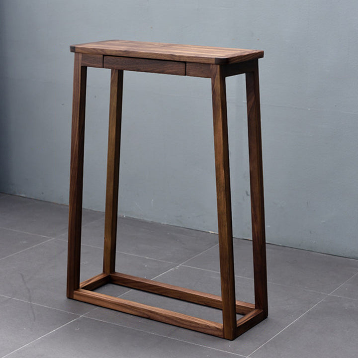 Traditional Chinese Walnut Wood Decorative Drawer Trapezoid Design Console Table For Entryway