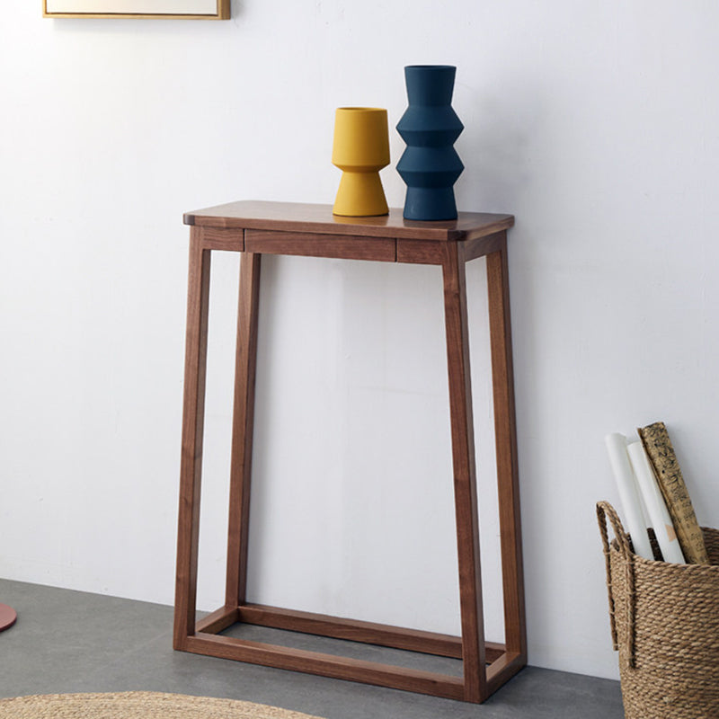 Traditional Chinese Walnut Wood Decorative Drawer Trapezoid Design Console Table For Entryway
