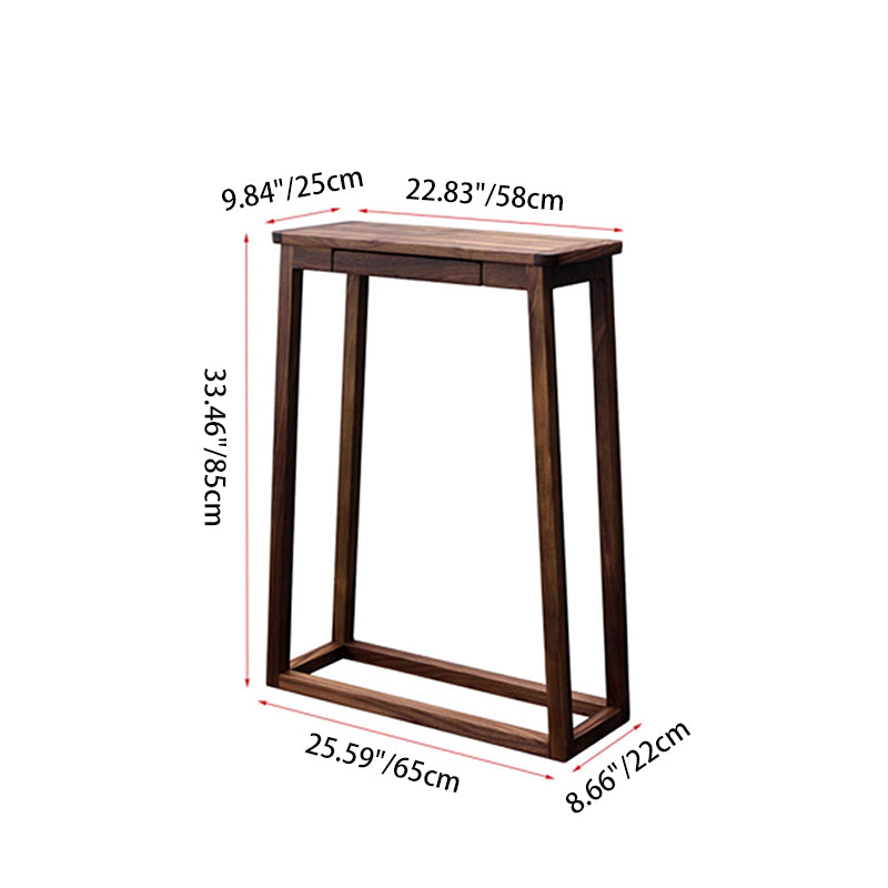 Traditional Chinese Walnut Wood Decorative Drawer Trapezoid Design Console Table For Entryway
