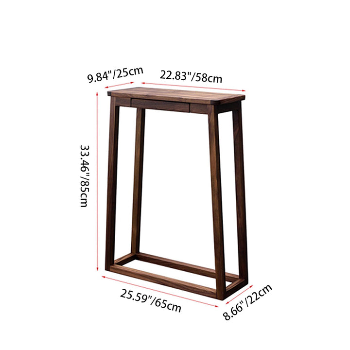 Traditional Chinese Walnut Wood Decorative Drawer Trapezoid Design Console Table For Entryway