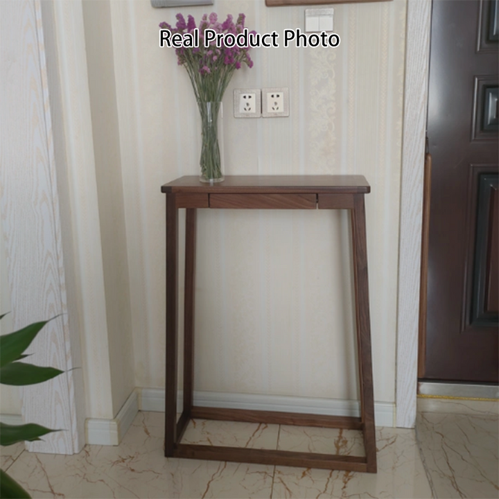 Traditional Chinese Walnut Wood Decorative Drawer Trapezoid Design Console Table For Entryway