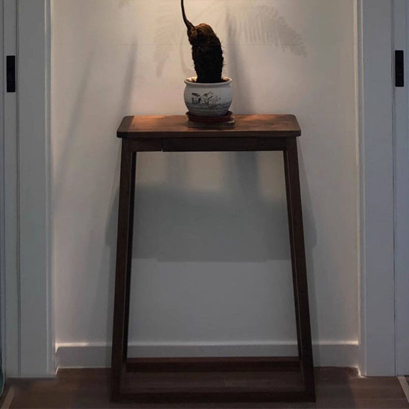 Traditional Chinese Walnut Wood Decorative Drawer Trapezoid Design Console Table For Entryway