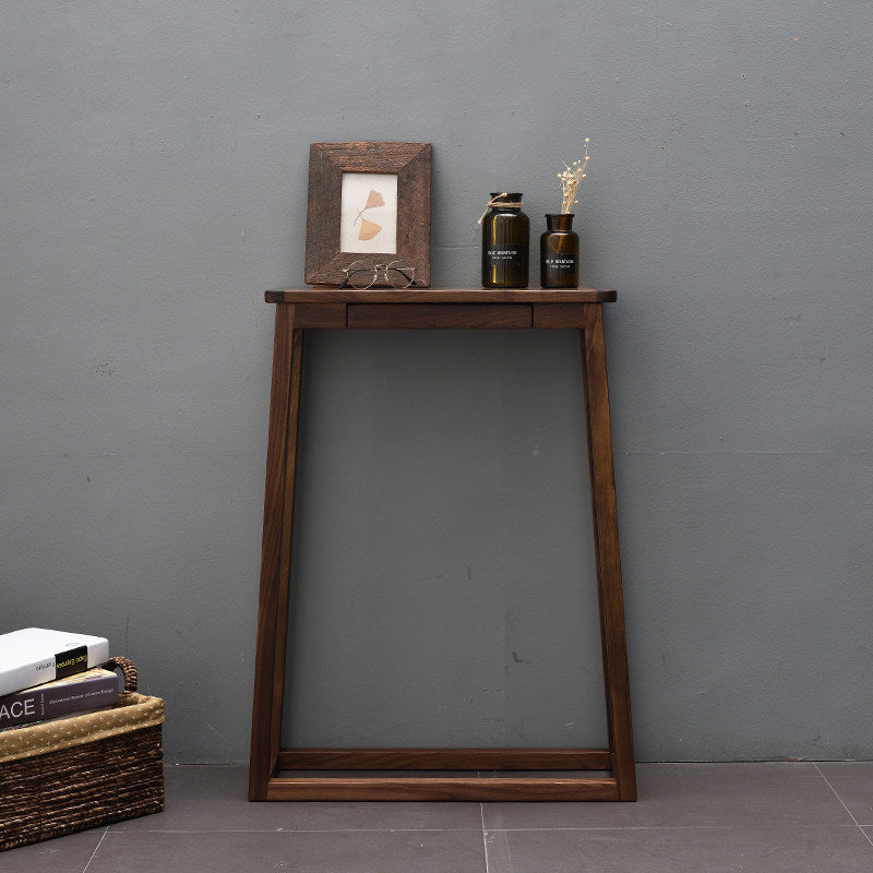 Traditional Chinese Walnut Wood Decorative Drawer Trapezoid Design Console Table For Entryway
