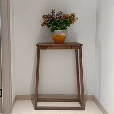 Traditional Chinese Walnut Wood Decorative Drawer Trapezoid Design Console Table For Entryway