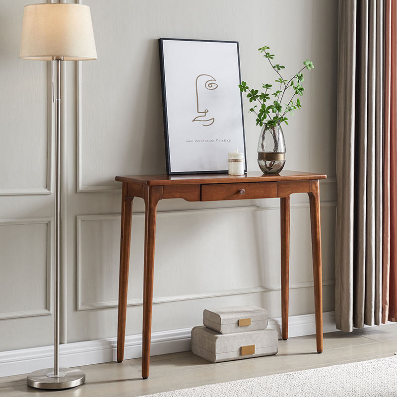 Traditional Chinese Rubberwood Decorative Rectangular Drawer Console Table 1-Drawer For Entryway