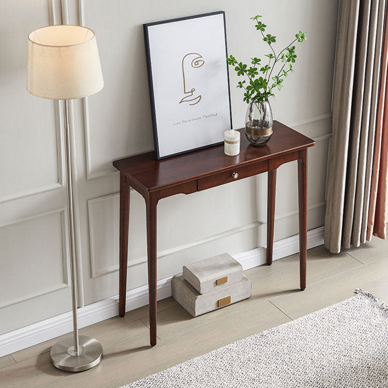 Traditional Chinese Rubberwood Decorative Rectangular Drawer Console Table 1-Drawer For Entryway