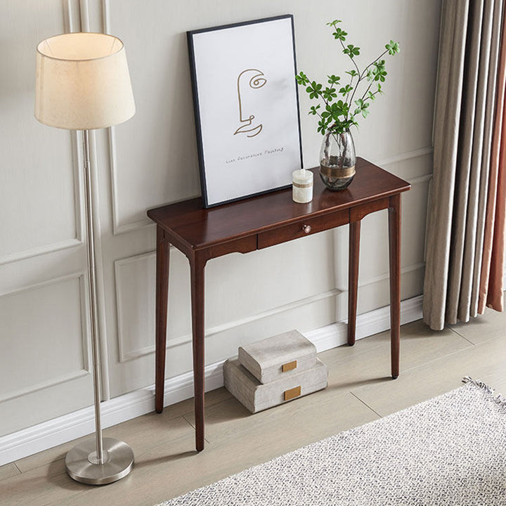 Traditional Chinese Rubberwood Decorative Rectangular Drawer Console Table 1-Drawer For Entryway