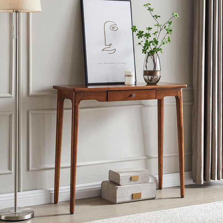 Traditional Chinese Rubberwood Decorative Rectangular Drawer Console Table 1-Drawer For Entryway