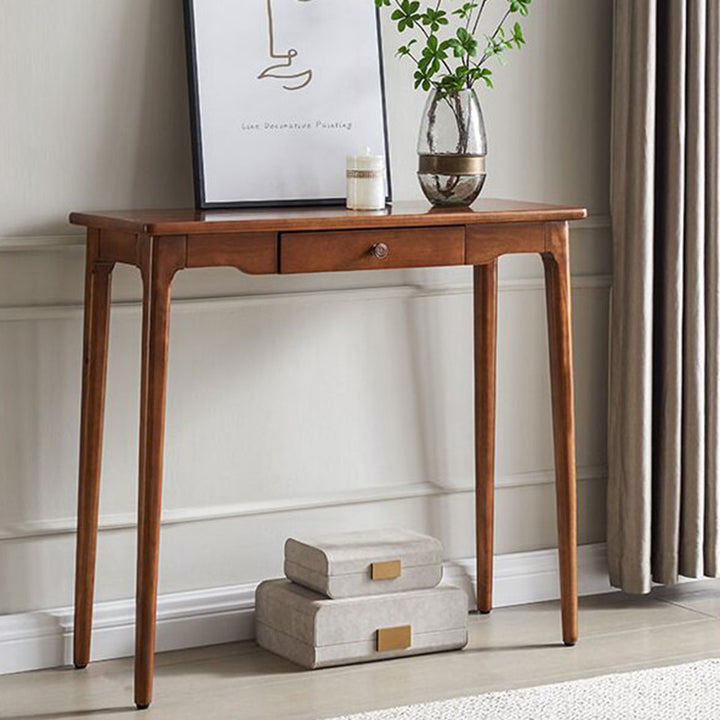 Traditional Chinese Rubberwood Decorative Rectangular Drawer Console Table 1-Drawer For Entryway