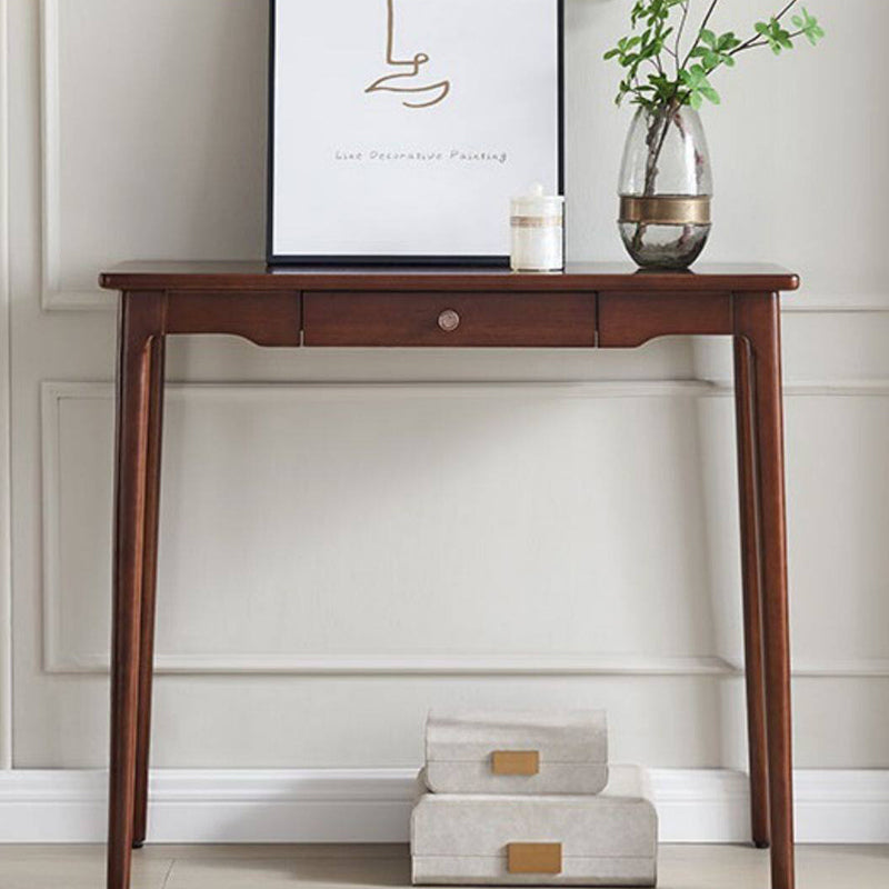 Traditional Chinese Rubberwood Decorative Rectangular Drawer Console Table 1-Drawer For Entryway