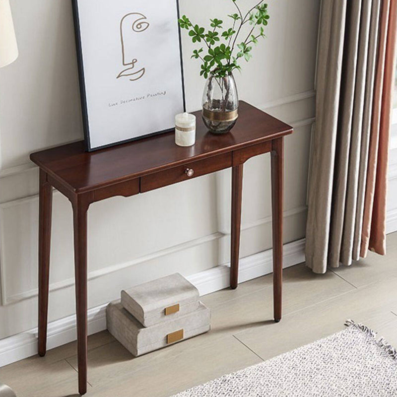 Traditional Chinese Rubberwood Decorative Rectangular Drawer Console Table 1-Drawer For Entryway