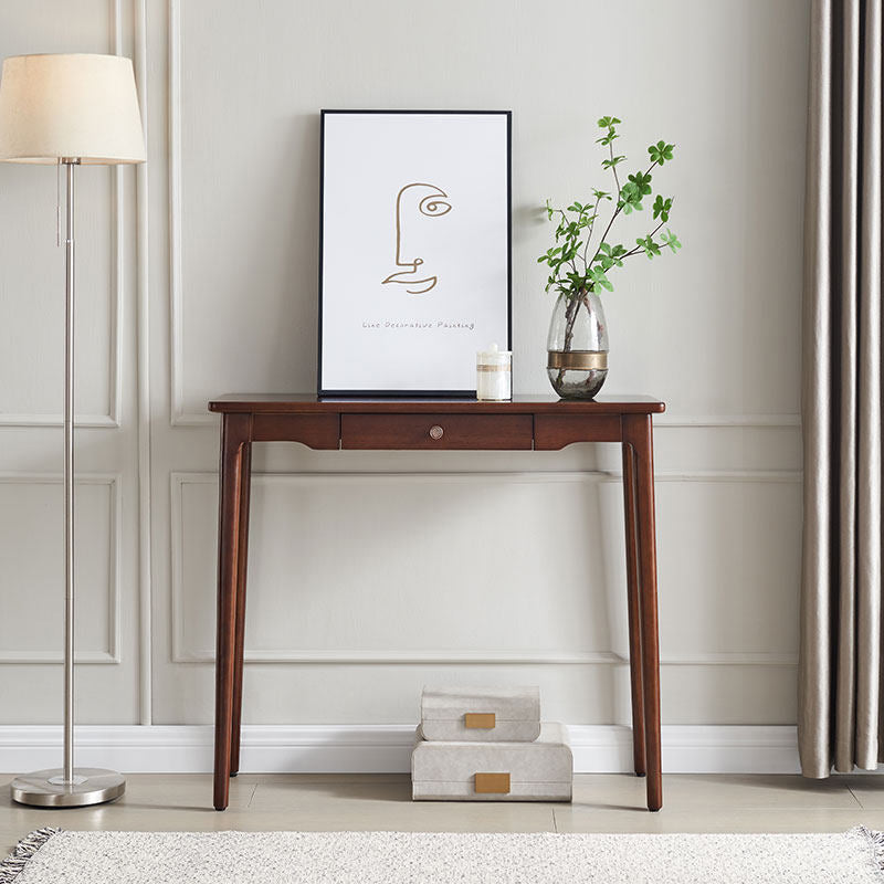 Traditional Chinese Rubberwood Decorative Rectangular Drawer Console Table 1-Drawer For Entryway