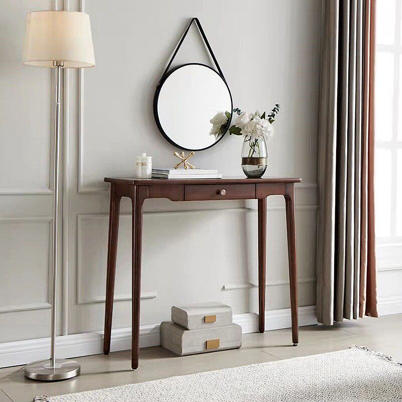 Traditional Chinese Rubberwood Decorative Rectangular Drawer Console Table 1-Drawer For Entryway