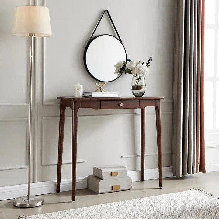 Traditional Chinese Rubberwood Decorative Rectangular Drawer Console Table 1-Drawer For Entryway