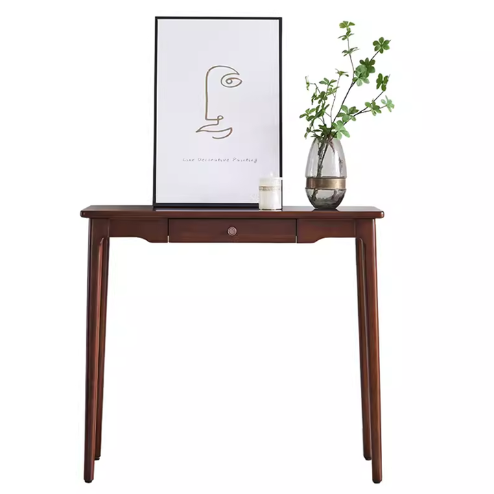 Traditional Chinese Rubberwood Decorative Rectangular Drawer Console Table 1-Drawer For Entryway