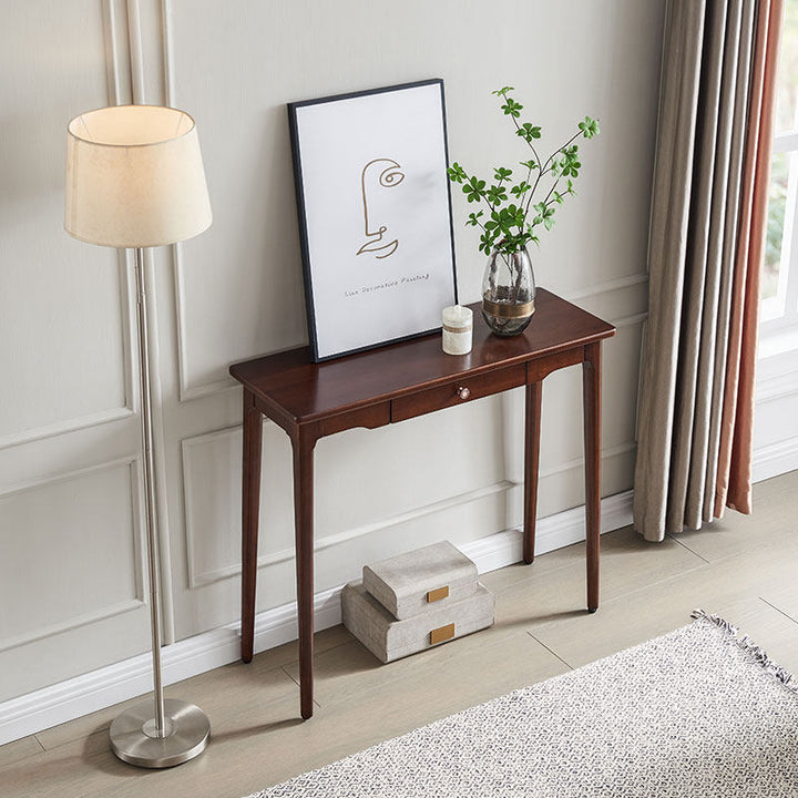 Traditional Chinese Rubberwood Decorative Rectangular Drawer Console Table 1-Drawer For Entryway