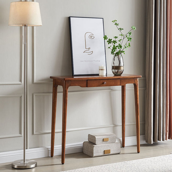 Traditional Chinese Rubberwood Decorative Rectangular Drawer Console Table 1-Drawer For Entryway