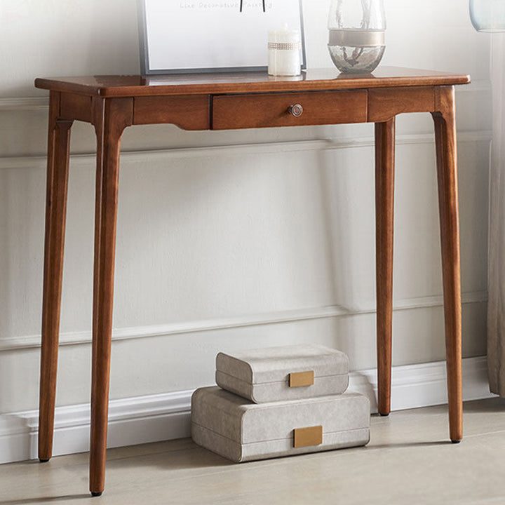 Traditional Chinese Rubberwood Decorative Rectangular Drawer Console Table 1-Drawer For Entryway