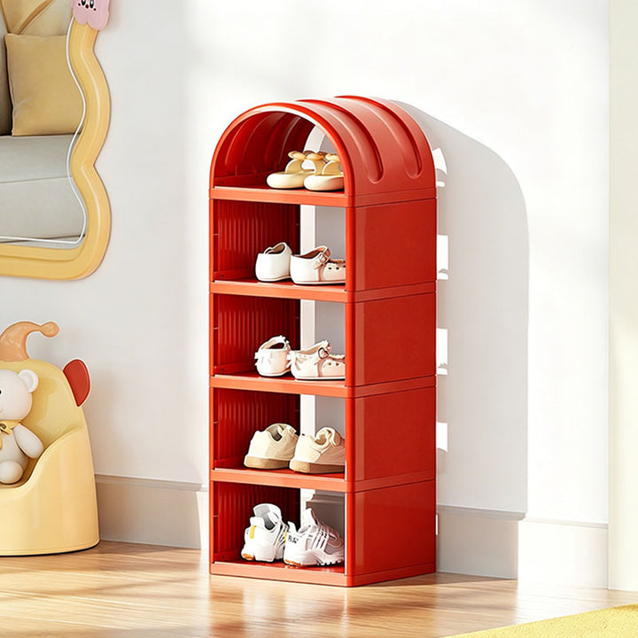 Modern Minimalist PP Space-Saving Decorative Curved Kids Shoe Storage 5/6/7 Tiers For Entryway