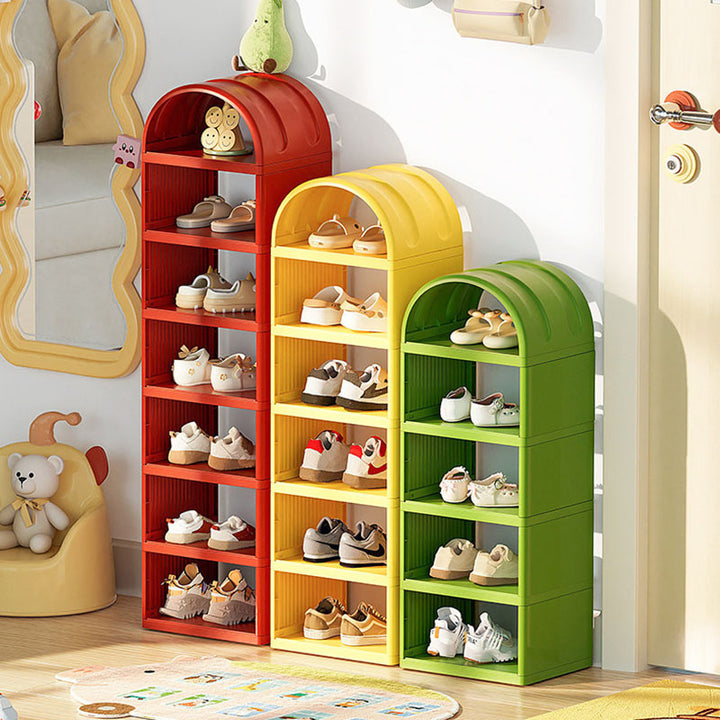 Modern Minimalist PP Space-Saving Decorative Curved Kids Shoe Storage 5/6/7 Tiers For Entryway