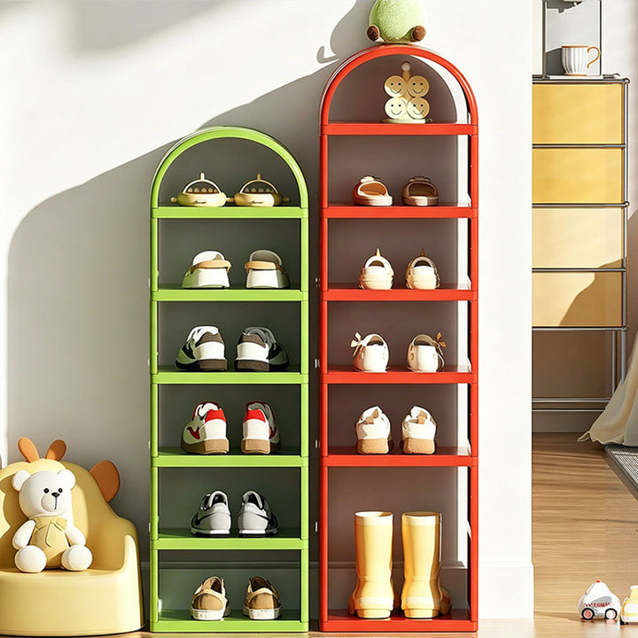 Modern Minimalist PP Space-Saving Decorative Curved Kids Shoe Storage 5/6/7 Tiers For Entryway