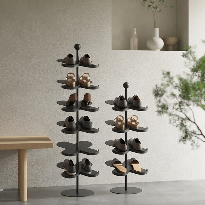 Modern Minimalist Cold-Rolled Steel Space-Saving Decorative Polygonal Plum Blossom-Shaped Shoe Storage 4/6 Tiers For Entryway
