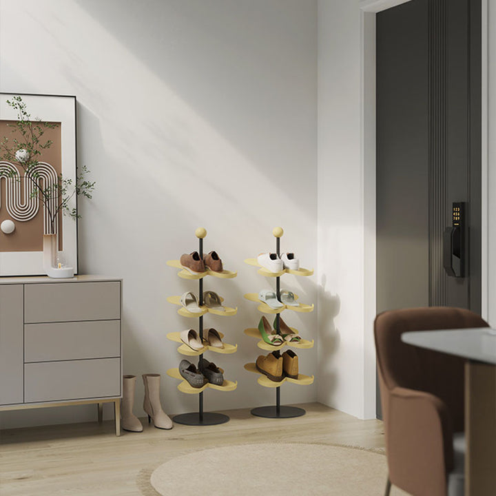 Modern Minimalist Cold-Rolled Steel Space-Saving Decorative Polygonal Plum Blossom-Shaped Shoe Storage 4/6 Tiers For Entryway
