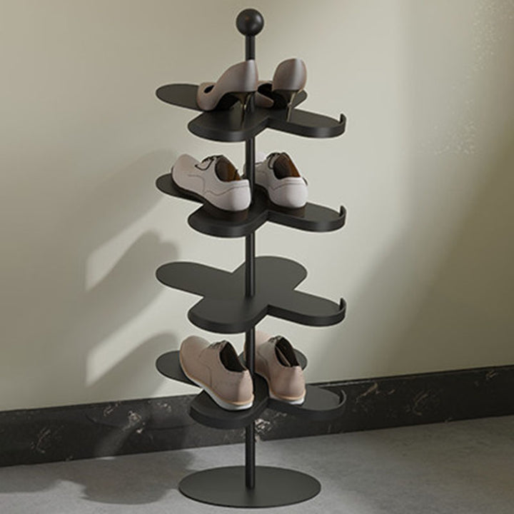 Modern Minimalist Cold-Rolled Steel Space-Saving Decorative Polygonal Plum Blossom-Shaped Shoe Storage 4/6 Tiers For Entryway