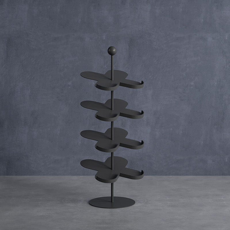 Modern Minimalist Cold-Rolled Steel Space-Saving Decorative Polygonal Plum Blossom-Shaped Shoe Storage 4/6 Tiers For Entryway