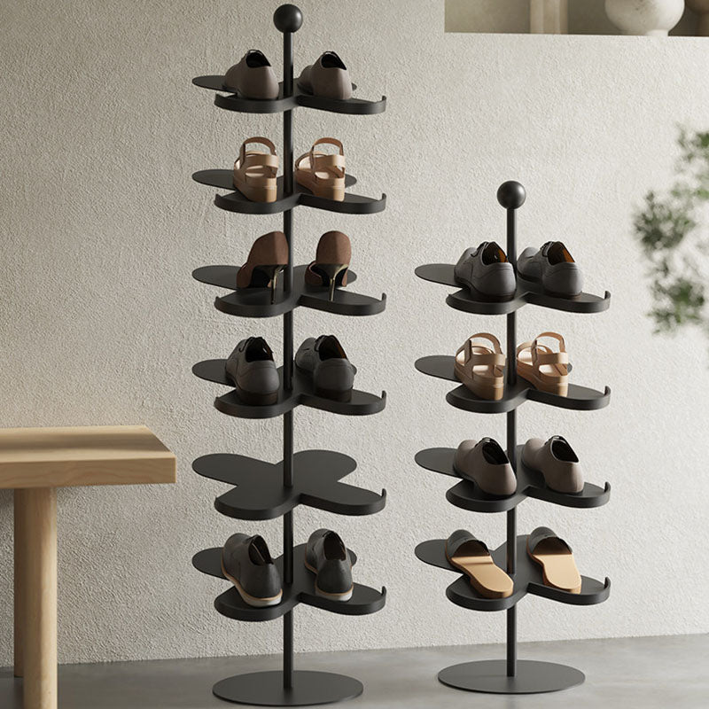 Modern Minimalist Cold-Rolled Steel Space-Saving Decorative Polygonal Plum Blossom-Shaped Shoe Storage 4/6 Tiers For Entryway