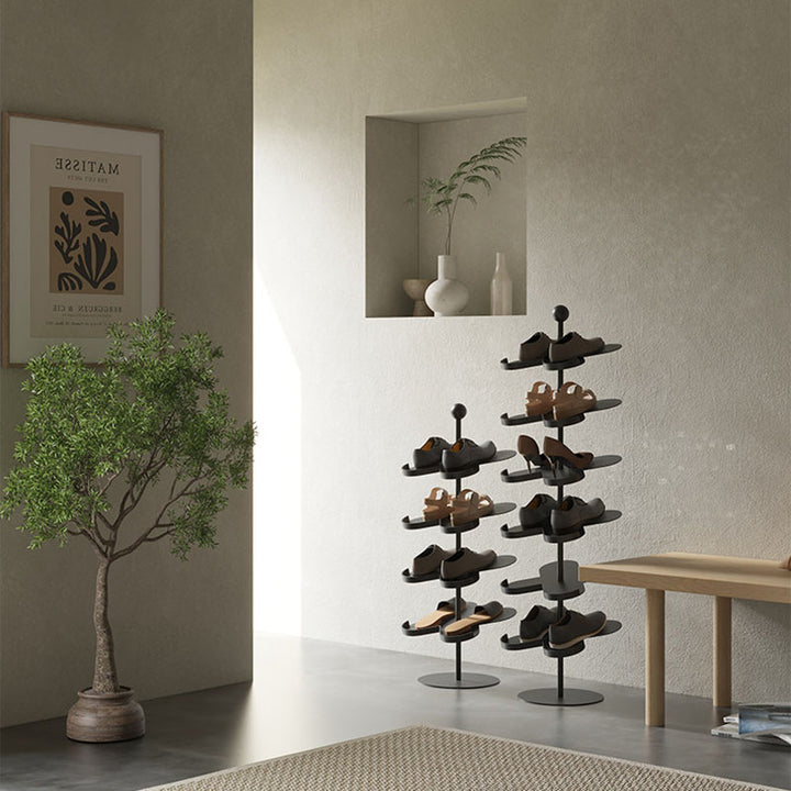 Modern Minimalist Cold-Rolled Steel Space-Saving Decorative Polygonal Plum Blossom-Shaped Shoe Storage 4/6 Tiers For Entryway