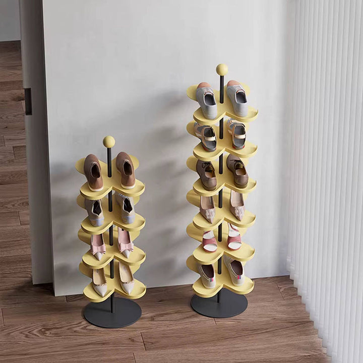 Modern Minimalist Cold-Rolled Steel Space-Saving Decorative Polygonal Plum Blossom-Shaped Shoe Storage 4/6 Tiers For Entryway